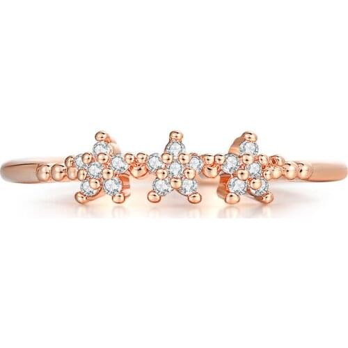 Little Star Midi Rings For Women Girls Cubic Zircon Rose Gold Color Finger Ring Fashion Jewelry R040