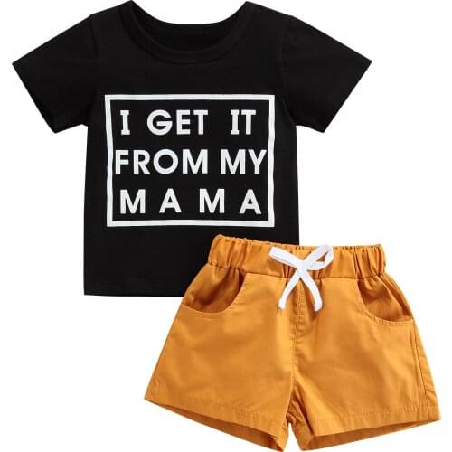 Baby Boys Clothes Set, Letter Print Short Sleeve O-neck T-shirt + Solid Color Short Pants 1-6T