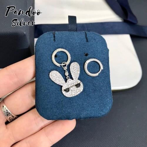Fashion Charm Sterling Silver Original 1:1 Copy,Asymmetric Silver Bad Rabbit Earrings Luxury Jewelry Gift Suitable For Female