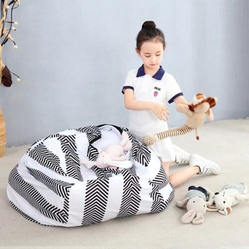 Stuffed Animal Storage Bean Bag Chair Extra Large Canvas Pouch Stripe Sofa Chair Dolls Shopping Bags