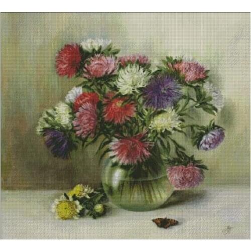 Wildflowers in a vase Flower Top Quality Embroidery Needlework 14CT Unprinted Cross Stitch Kit DIY Art Handmade Home Decor