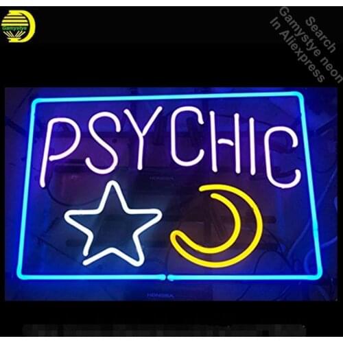 Psychic Neon Sign Star and moon Handmade Real Glass Tube neon lights vintage Lamps Recreation Room Iconic Sign Advertise Neon