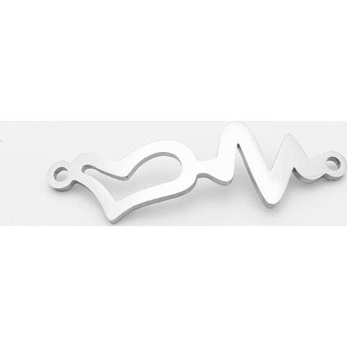 New style Stainless Steel Heart Charm Connectors DIY jewelry Findings 10*31mm