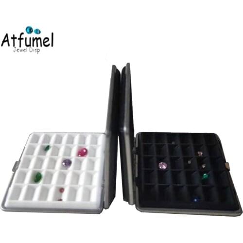 30 Cells Diamond Jewelry Organizer Locked Metal Frame Gem Box Glass Cover Stone Showcase Genstone Carry Travel Sample Box