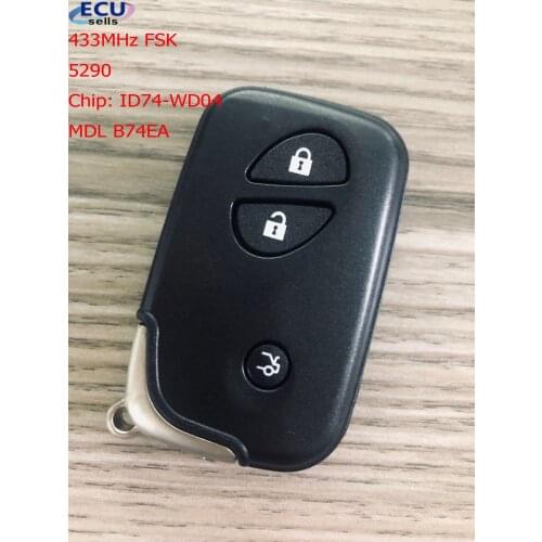 3 Buttons 433MHz ID74 Chip PCB 5290 Smart Key Keyless Go / Entry For Lexus CT200H RX350 RX450H Replace MDL B74EA