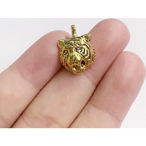 30pcs/lot Tiger Charms Tibetan Silver Color Vintage Gold Pendant Accessories Diy Handmade Findings Jewelry Making Supplies