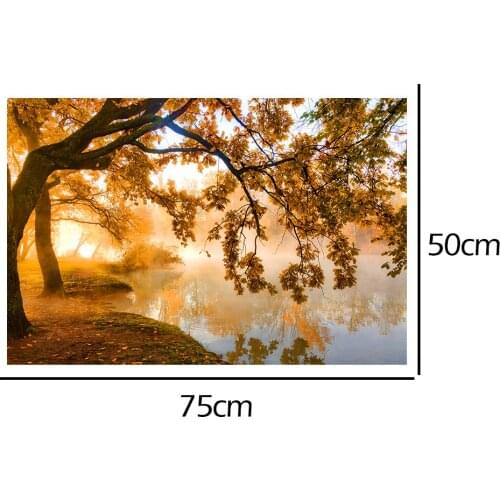 Portable Puzzle DIY Paper Jigsaw Autumn Morning Assembling Landscape Picture Toys for Children Early Learning Supplies