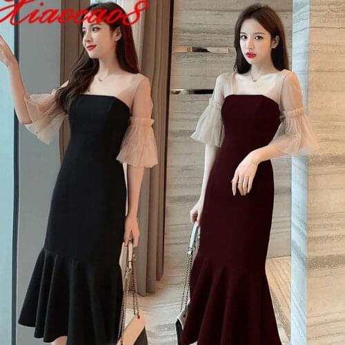 French Retro Slim Thin Buttocks Patchwork Skinny Maxi Dress 2021 Summer Oversized Trumpet Party Dresses Outfits Womens Clothing