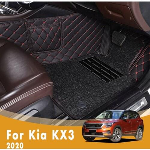 RHD Luxury Double Layer Wire Loop Car Floor Mats For Kia KX3 2020 Carpet Rugs Foot Pads Custom Auto Styling Interior Accessories