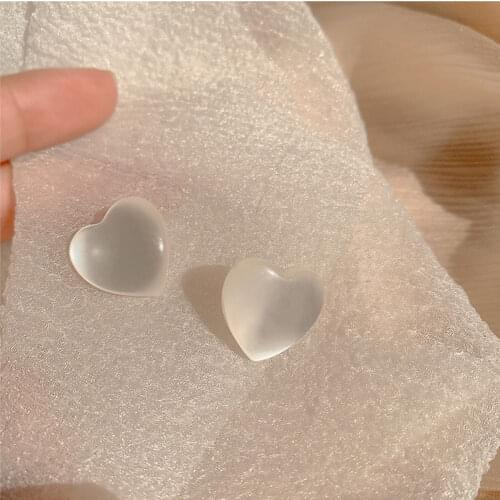 Opal Heart-Shaped Earrings Womens White Couple Gifts Fashion Korean Simple Cute Romantic Jewelry Accessories Earrings