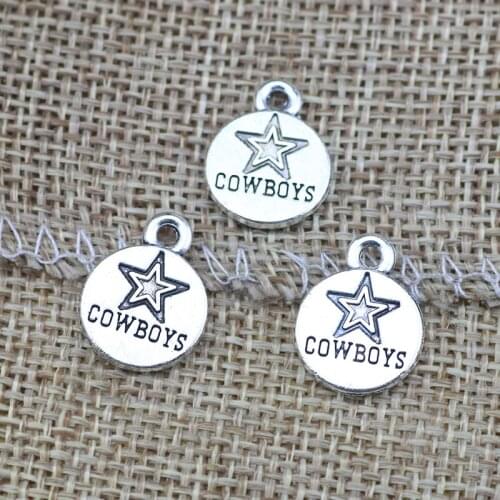 20 Pieces 16x12mm Antique Silver Color Cowboys Charms Stars Earrings for DIY Jewelry Making