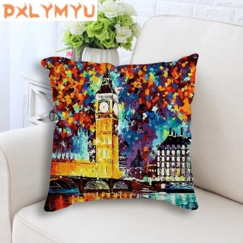 Nordic Cushion Abstract Painting Scenery Oil Painting Print Line Decorative Cushion Text Pillow Sofa Seat Back Cushion