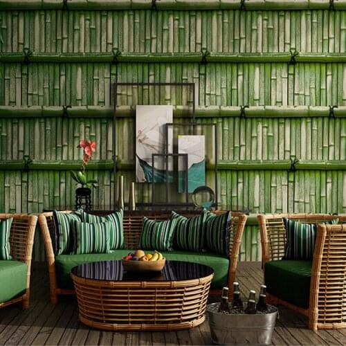 Vintage 3D Bamboo Design Wallpaper for Living Room Bedroom TV Background PVC Wall Paper for Study Room Bar Shop Waterproof Roll