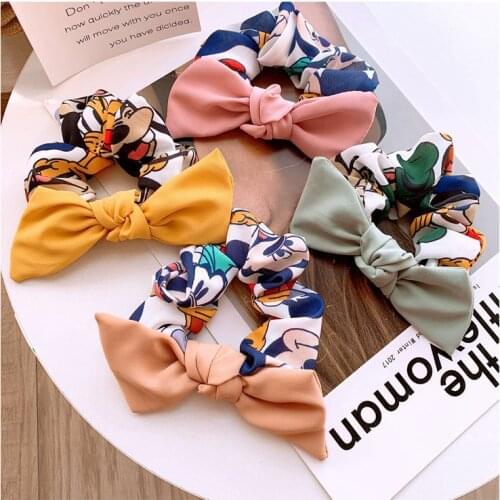 2020 fashion disney Hair Pins mickey minnie Ponytail Ties Rope women Hair Accessories cartoon chiffon bow girls Vintage headband