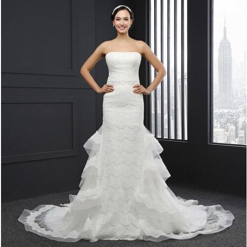 Q-022 wedding dress 2020 mermaid corset robe satin backless simples off shoulder lace beaded vintage pretty elegante celebrity