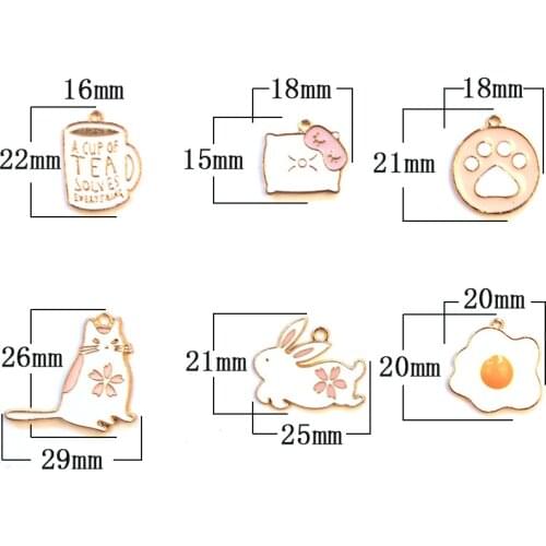10pcs/Lot Egg Rabbit Cup Cat Paw Diy Handmade Oil Enamel Charms Design for Jewelry Making Earring Bracelet or Necklace