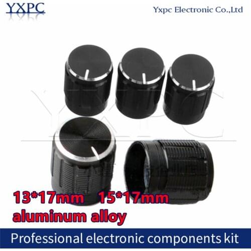 10pcs 13*17mm 15*17mm aluminum alloy potentiometer 13*17 15*17 knob rotation switch volume control knob black pitch-row 6mm