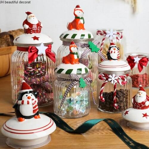 1000ml Clear Glass Storage Jar Food Grade Airtight Jar Christmas Candy Jar Living Room Decoration Jar Kitchen Storage Supplies