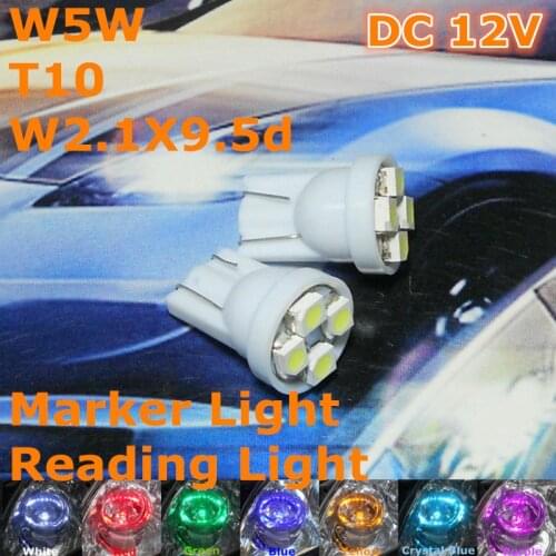 12V LED Car Bulb T10(4*1210 SMD Lamp)W5W W2.1X9.5d for Front Top Reading Signal Parking Light