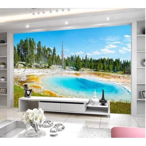 3D Wallpaper Mural Decor Photo Backdrop Blue hot spring pool North America landscape real scene 3d background wall painting
