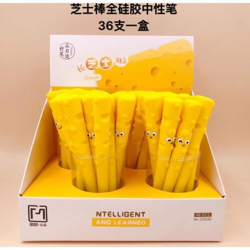 48pcs Gel Pens Cheese stick black colored kawaii gel-ink pens pens for writing Cute stationery office school supplies