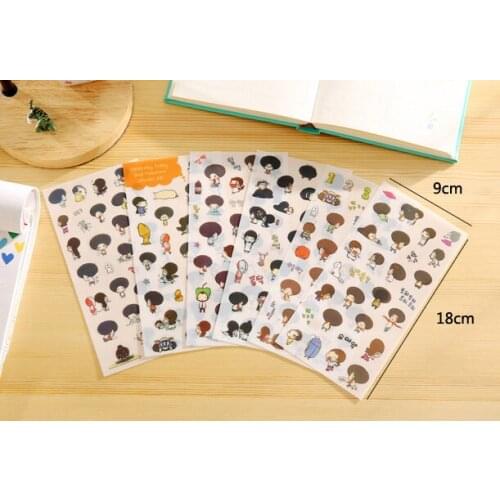 6pcs Kawaii Explosion head girl PVC Sticker For DIY Albums Diary Decoration Cartoon Scrapbooking Kawaii School Office Stationery