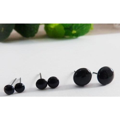 60pcs/lot new arrvial 3/4/5/6/7/8/9/10/11/12mm black glass toy pin eyes for diy handcraft findings--size option
