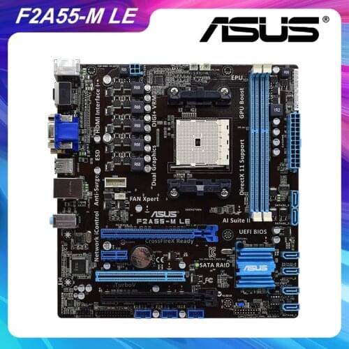 F2A55-M LE For ASUS Desktop Motherboard Socket FM2 AMD A55 SATA2 USB2.0 Original Used Motherboard DDR3 32GB HDMI Micro-ATX