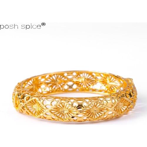 1pcs Dubai bangles for women Ethiopian gold color bracelets for weddings Arabic bride African party gift