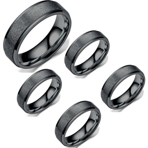 Yingwu Wholesale Lots 50pcs 6mm Dull Polish Stainless Steel Ring Frosted Black Titanium Rings For Men and Women