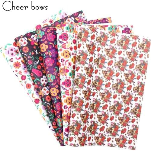 Cheerbow 22cm*30cm Skull Leather Sheets Halloween Death Day Vinyl Leather For DIY Festival Decor Handmade Kids Bags Materials