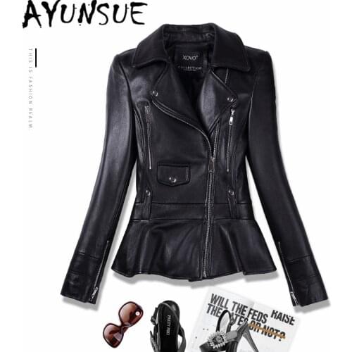 AYUNSUE 100% Real Sheepskin Coat Female Genuine Leather Jacket Short Slim Jackets For Women Outerwear jaqueta de couro 817163