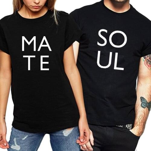 Fashion T Shirt Soul Mate Letter Printd Couple T-shirt Tops Love Matching Tee Shirt Summer Short Sleeve T-Shirt