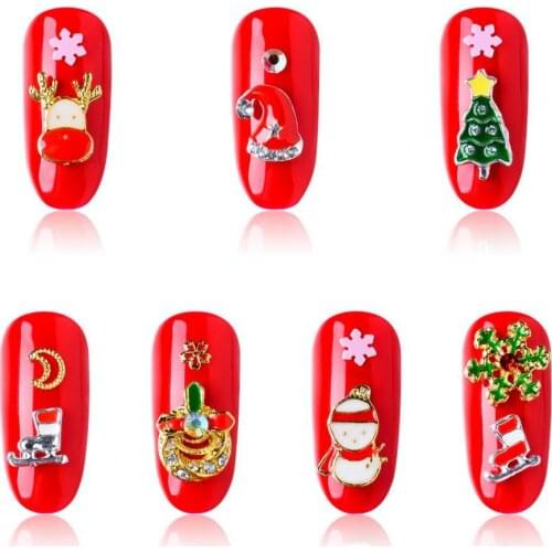 Mixed 3D Nail Rhinestones Set Christmas Flake Colors Christmas Series Nail Art Decoration Manicure Salon Tools