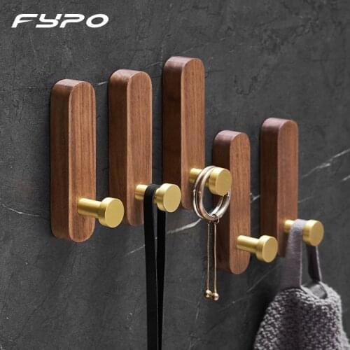 Fypo Wall Hooks,Natural Wood Clothes Hanger Wall Mounted Coat Hook Towel Hooks Hat Scarf Storage Hanger Bathroom Rack Organizer