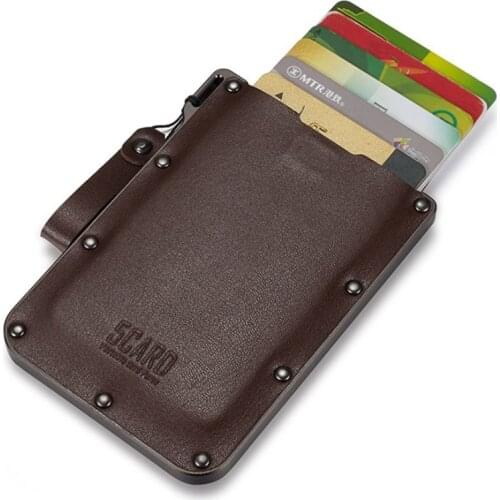 New Arrival Genuine Leather Pulled Men Wallets Mini Portable Bank Business ID 5 Cards Holder Ultra-Slim Women Short Purse