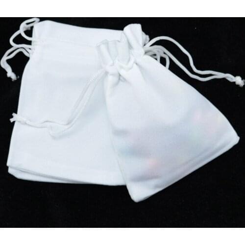 Wholesale 50pcs/lot White Velvet Bag 7x9cm Small Charms Nuts Gift Jewelry Packaging Bags Drawable Wedding Favor Gift Bag Pouches