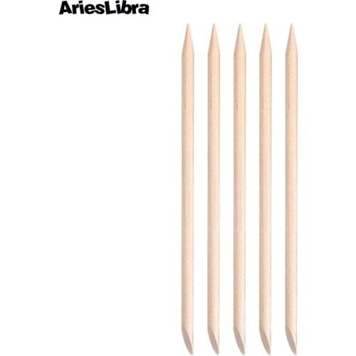 AriesLibra 5pcs/set Orange Wood Sticks for Cuticle Pusher Double End Dead Skin Remover Cleaner Manicure Pedicure Nail Art Tools