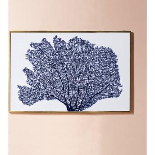Sea Coral Posters and Prints Tropical Wall Art Canvas Painting Blue Coastal Plants Picture for Nautical Home Decor