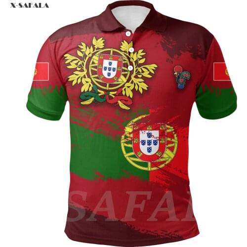 Portugal Country Flag 3D Printed Men Women Polo Shirt Collar Short Sleeve Street Wear Casual Tee Tops Anti-shrink High Quality