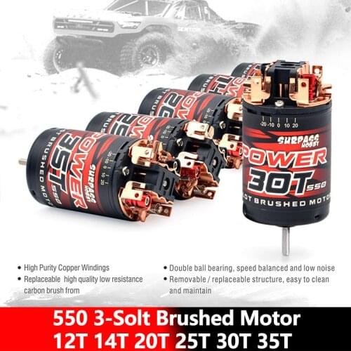 SURPASS HOBBY 550 3-Solt Brushed Motor 12T 14T 20T 25T 30T 35T for 1/10 1/12 RC Car Off-Road Traxxas Crawler Climbing Monster