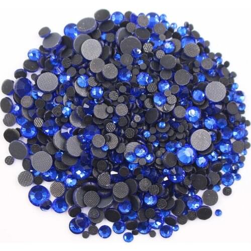 2500pcs Hotfix Rhinestones Sapphire Color Glue back Rhinestones Mix Size Crystals Strass stones Hot Fix Rhinestones For Clothes