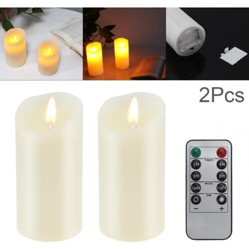 Candle Light 2Pcs LED Flameless Candle Lights with Remote Control New Year Candles Battery Powered Led Tea Lights Easter Candle