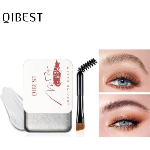 QIBEST Eyebrow Gel Waterproof Brows Wax Feathery Styling Soap Makeup Wild Brow Sculpt Lift Ginger Wax With Double end Brush