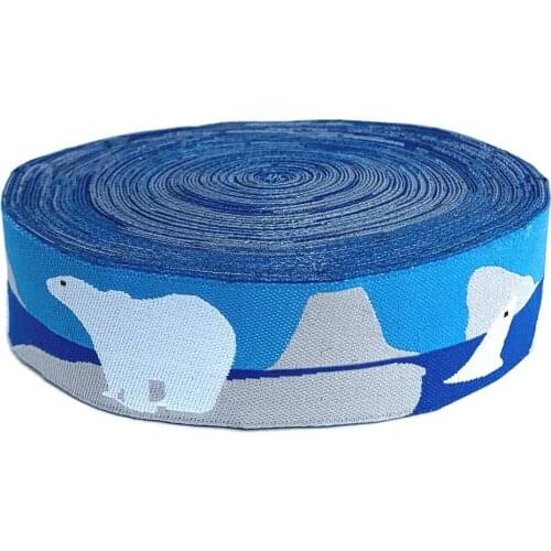 ZERZEEMOOY 7/8" 22mm 10yards/set Cartoon Polar Bear Woven Jacquard Ribbon Grosgrain Ribbon Hair Bow DIY Handmade