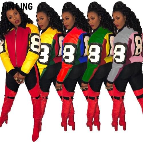 Trend Patchwork Zipper Lapel Windbreak Jacket Digital Pattern Temperament Women Warm Jacket