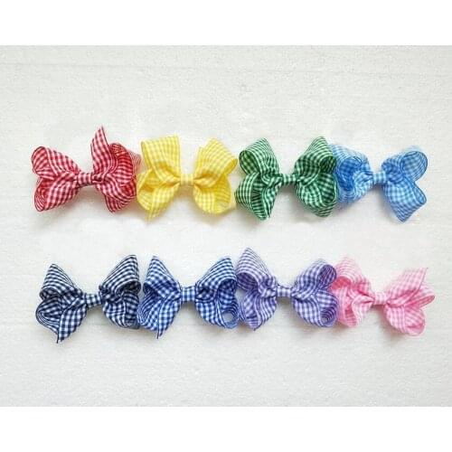 Gingham Plaid Ribbon Hairpins for Girls Women Christmas Gift Hair Tie Accessories Bows Clip Bobbles Kids Headdress 1pair HD3550