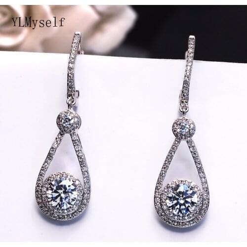 Elegant Water drop Earrings White Round CZ Jewellery Fast delivery Pretty Jewelry Women Drop earring
