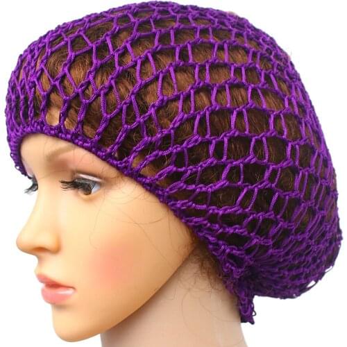 Best Quality Women Lady Soft Rayon Snood Hair Net Sleeping Bun Crochet Knit Hat Cap Hairnet New Hair Cap for Wigs Versatile Tool