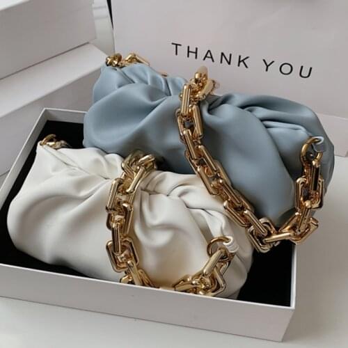 Gold Chain PU Leather Women Bag 2021 Fashion Armpit bag Lady Shoulder Handbags Female Solid Color Travel Hand Bag